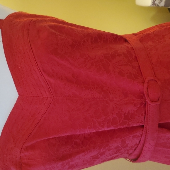 TOSHIKO DRESS, red sundress w/ bolero jacket, size 8, jacquard print, excellent - Picture 9 of 14